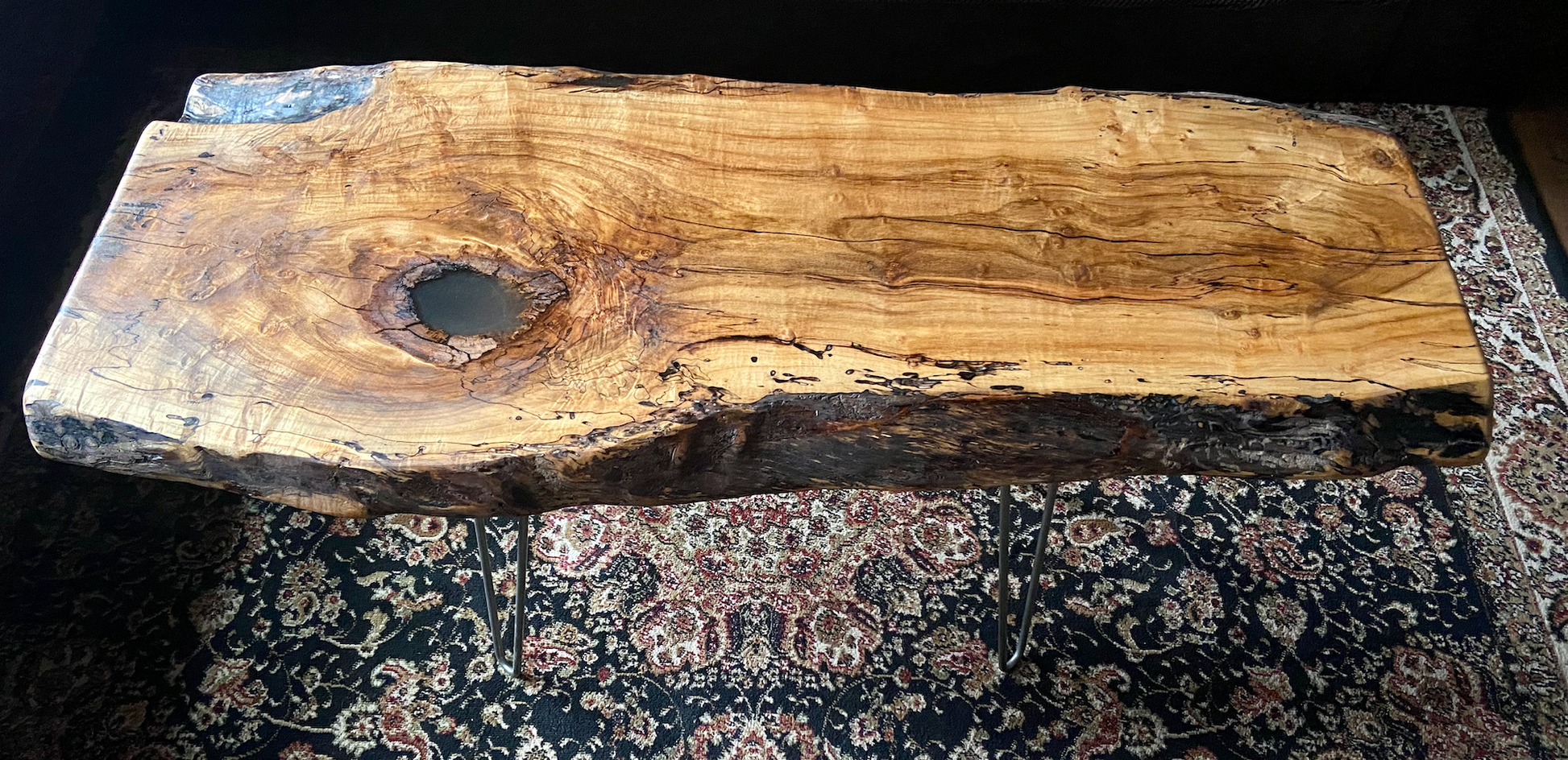 Gorgeous Live Edge Spalted and Wormy Maple Coffee Table