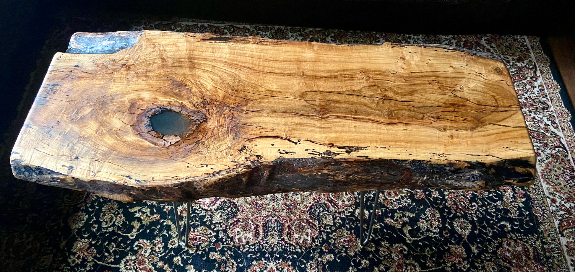 Gorgeous Live Edge Spalted and Wormy Maple Coffee Table