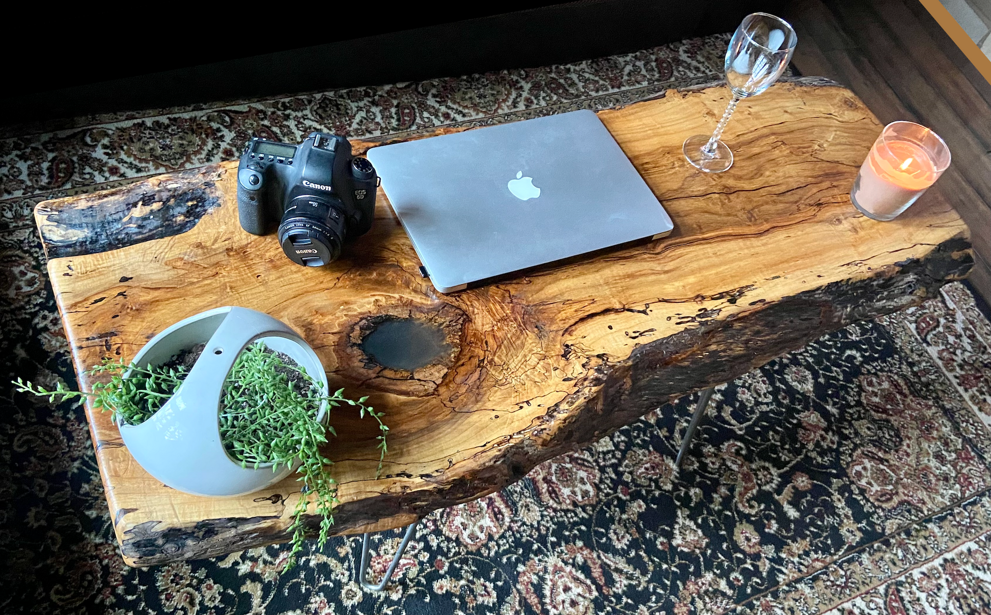 Gorgeous Live Edge Spalted and Wormy Maple Coffee Table