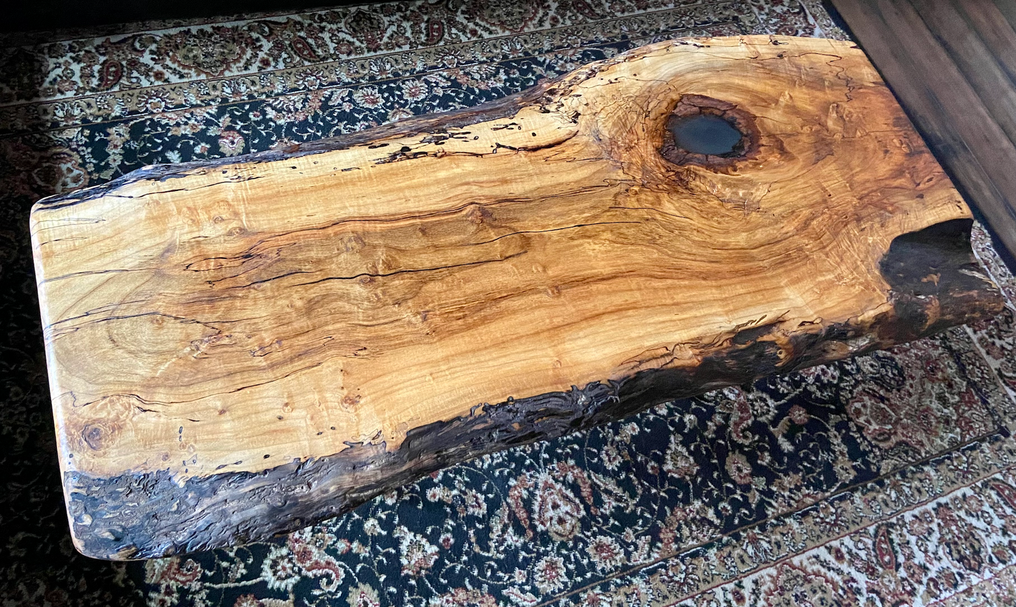 Gorgeous Live Edge Spalted and Wormy Maple Coffee Table