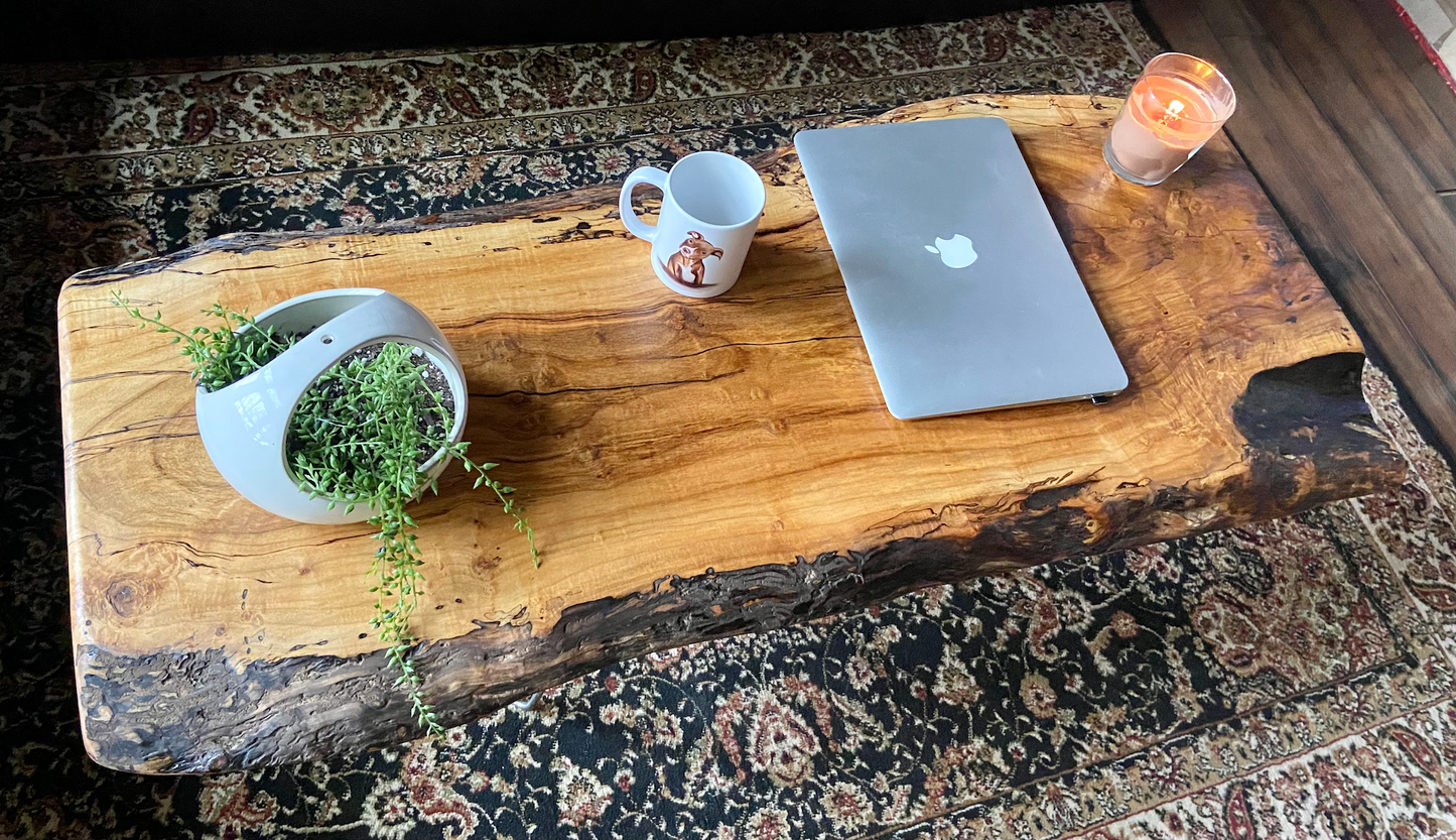 Gorgeous Live Edge Spalted and Wormy Maple Coffee Table