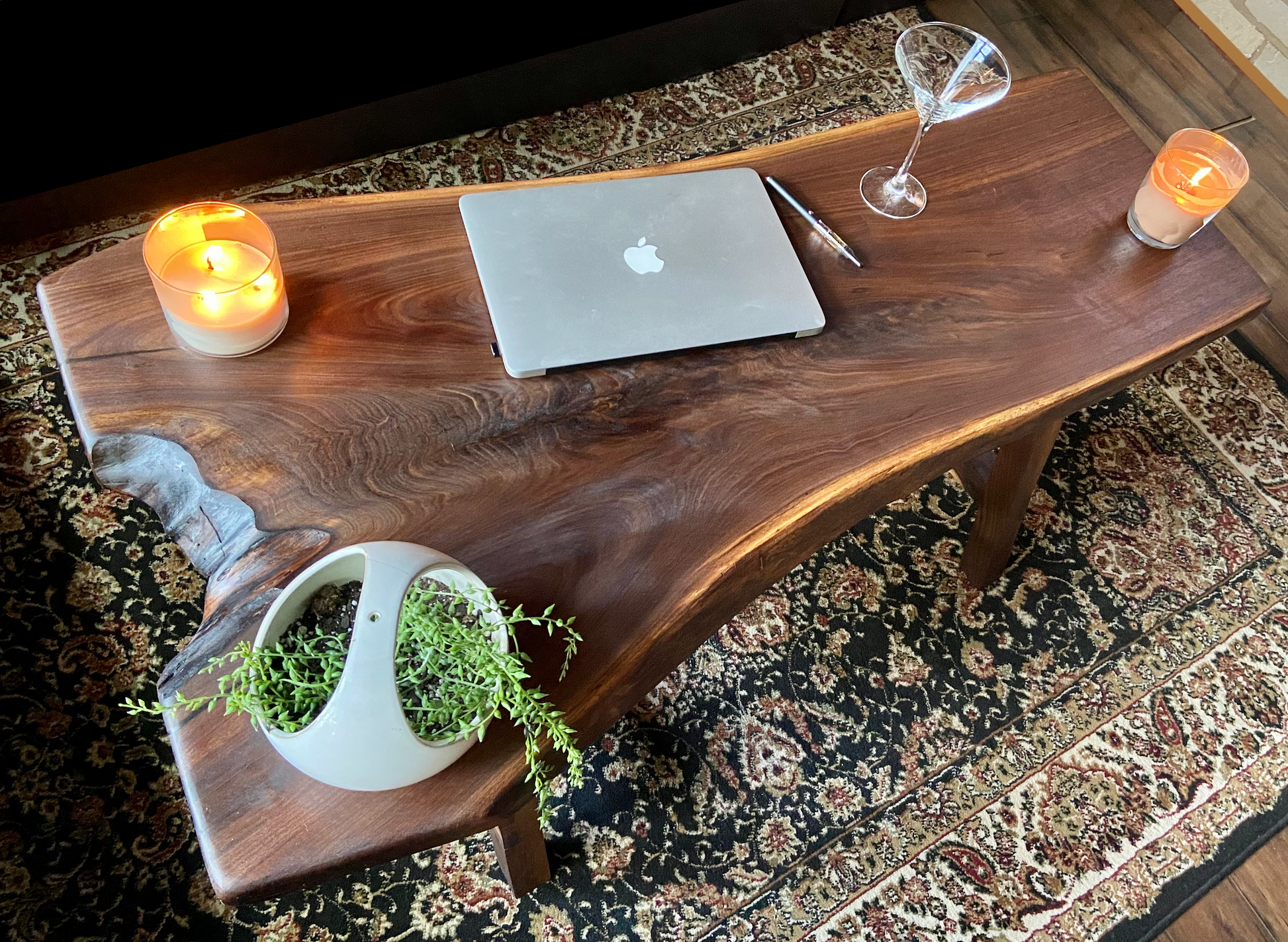 Black Walnut Coffee Table with Smokey Grey River – WoodLab