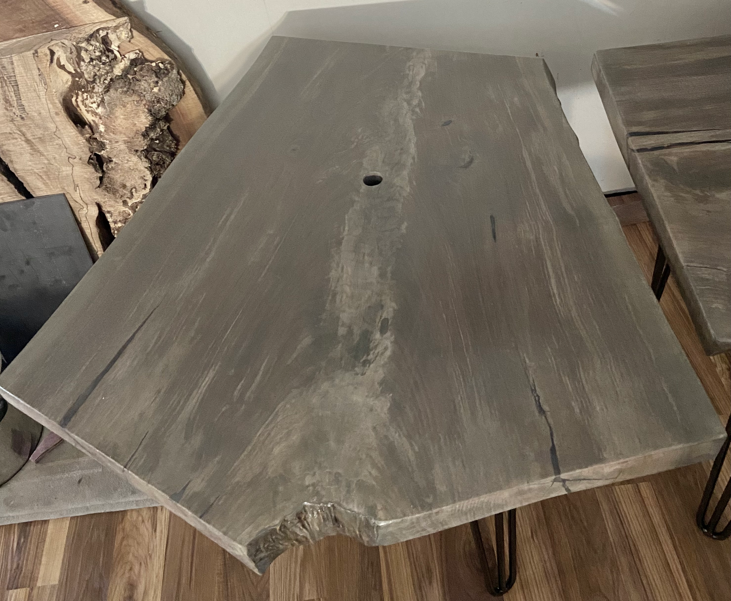 Gray Stained Large Walnut End Tables (SOLD)