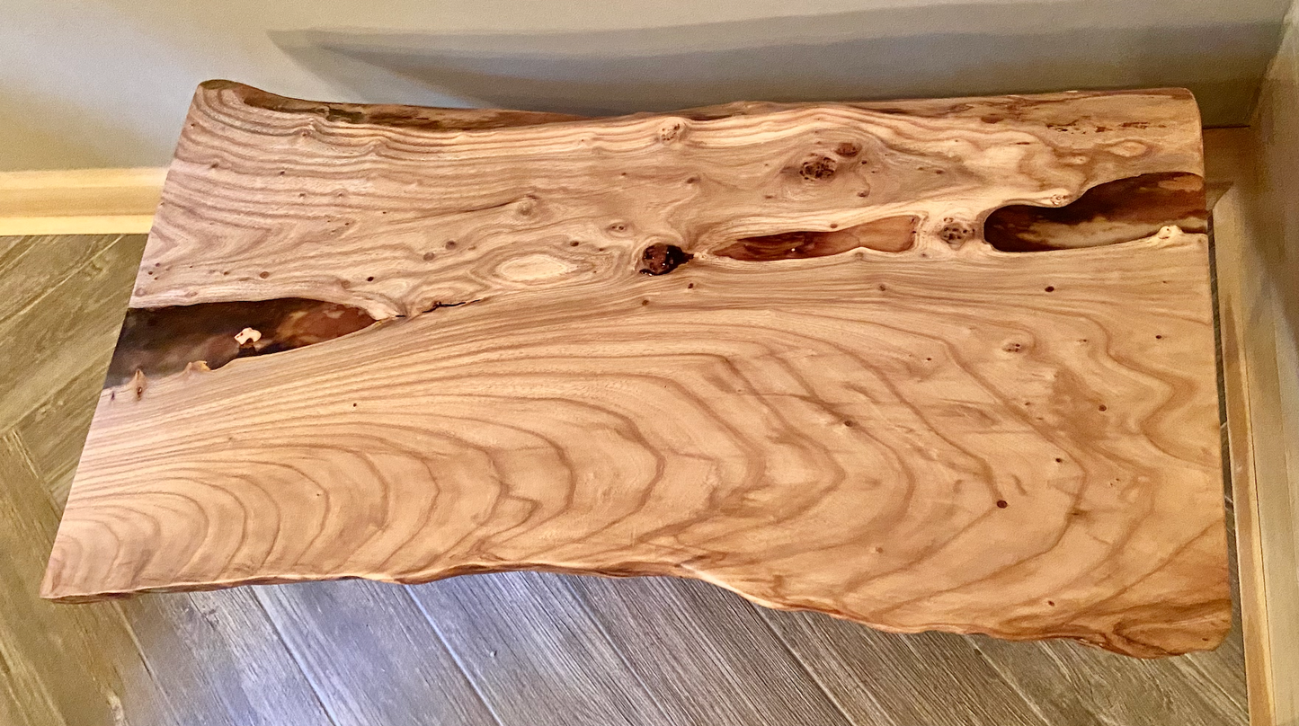 Naturally Beautiful Chestnut Live Edge Table with Clear Epoxy