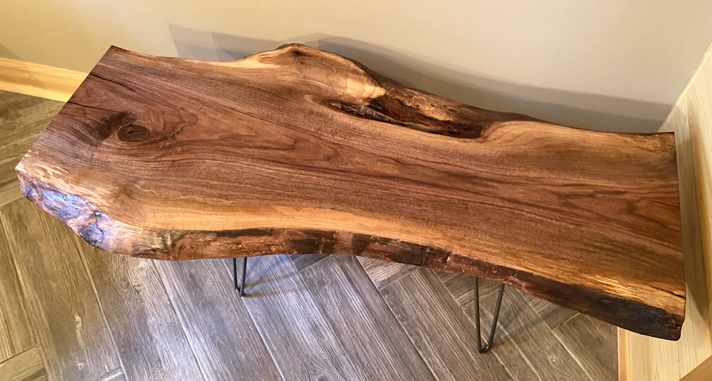 Rugged Live Edge Black Walnut Table or Rustic Live Edge Bench (SOLD)