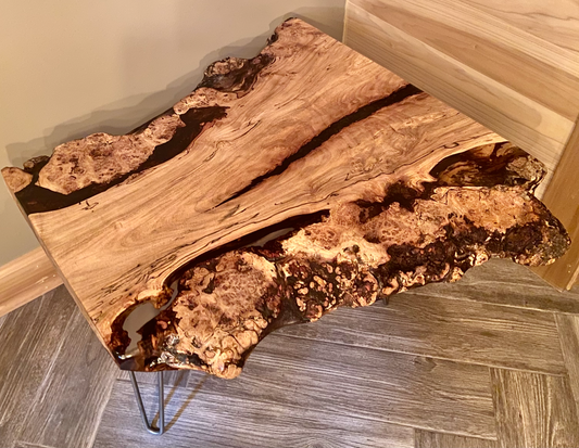Wider Ultra Unique Live Edge Spalted and Burl Maple Wood Coffee Table (SOLD)