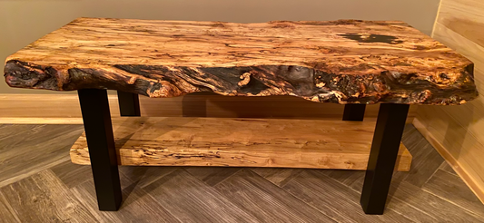 Spalted Maple Coffee Table with Additional Shelf