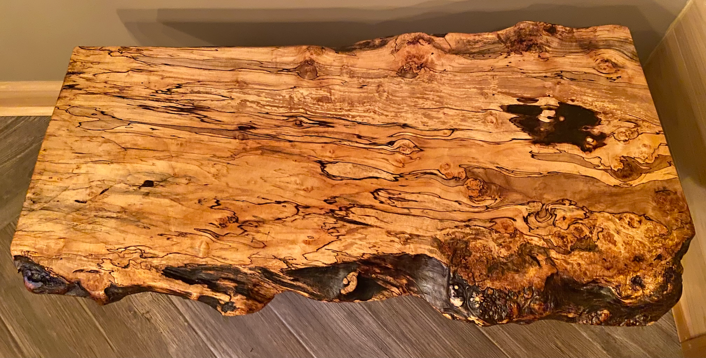 Spalted Maple Coffee Table with Additional Shelf