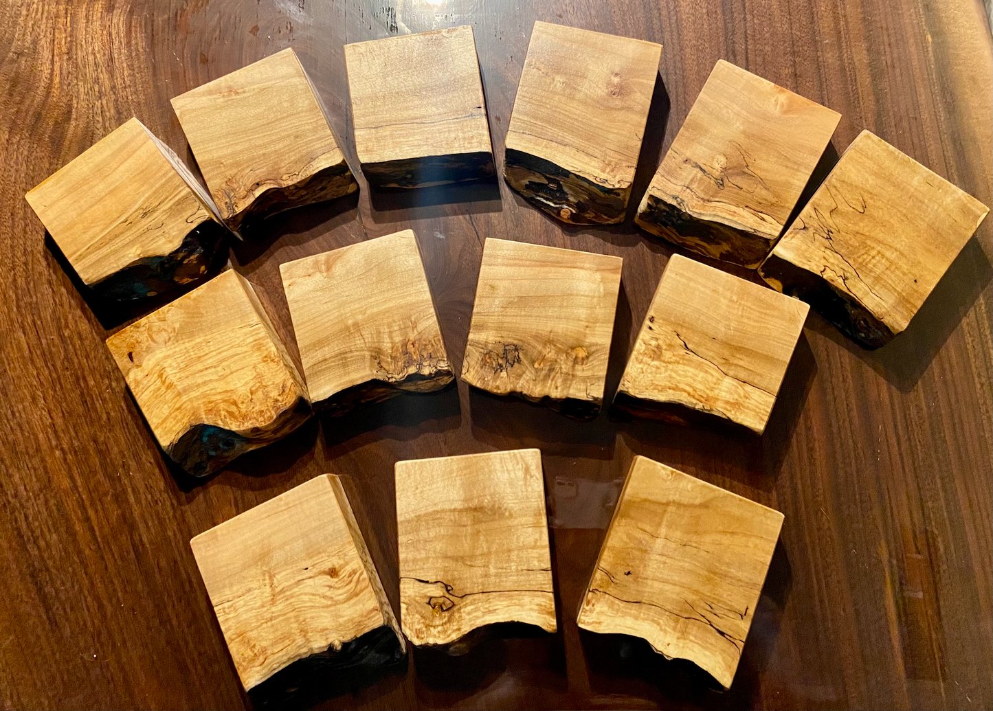 Large Set: Custom Spalted Maple Bookcases and Tables Sets (And Coasters Too!)