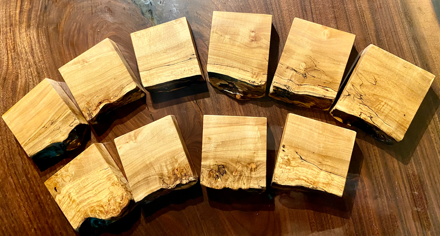 Large Set: Custom Spalted Maple Bookcases and Tables Sets (And Coasters Too!)