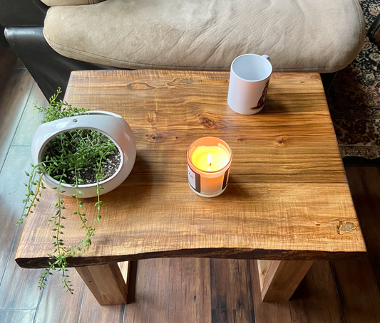 Live Edge Curly Maple End Table or Live Edge Accent Table, Side Table