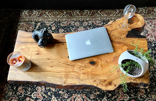 Live Edge Curly Maple with High Figure, Wormy, Ambrosia, and Spalting, Perfect as a Live Edge Coffee Table with Any Decor or Aesthetic