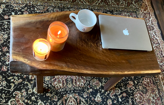 Live Edge Spalted and Curly Walnut with Handcrafted Squared Peg Legs