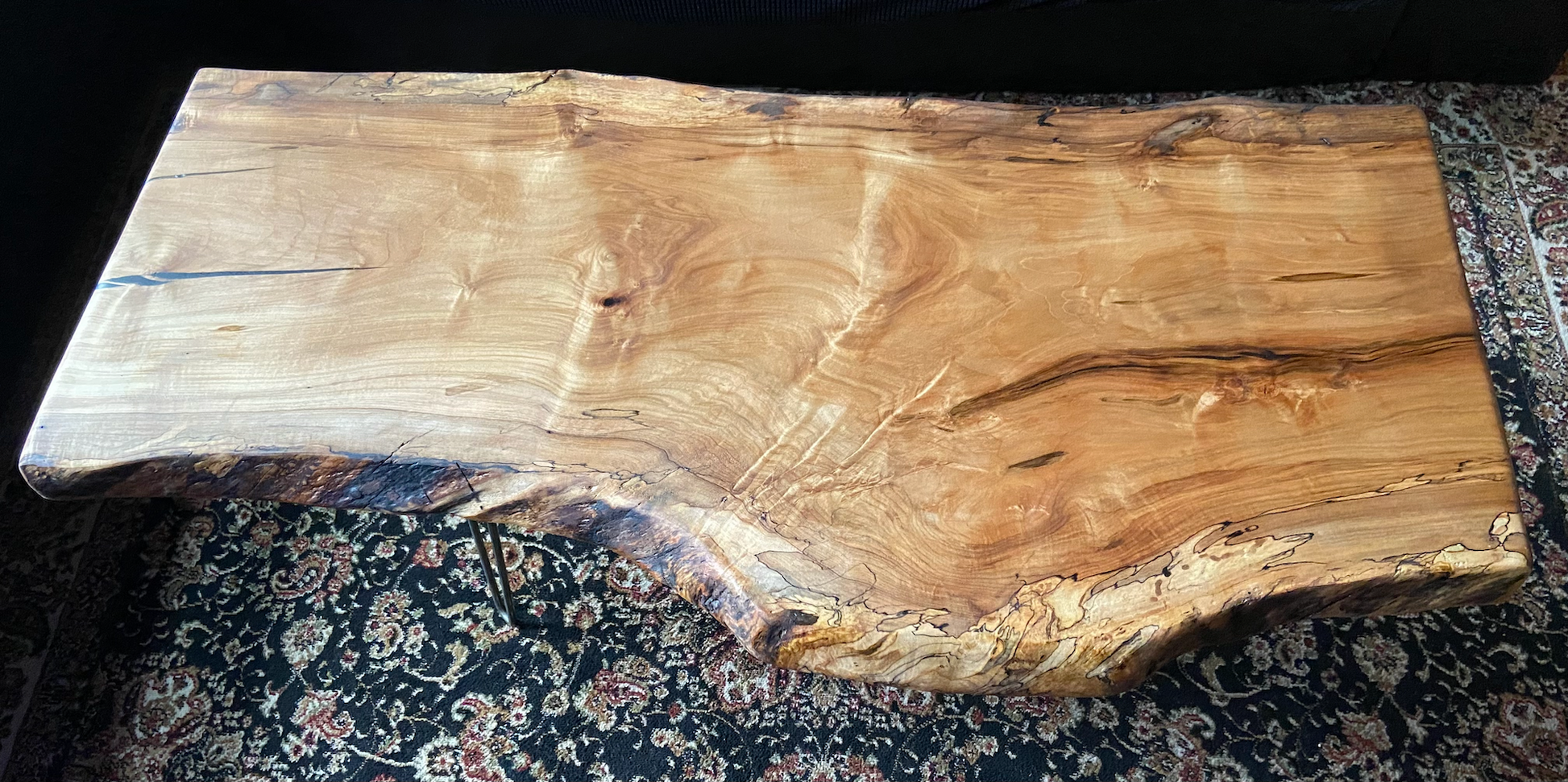 Stunning Spalted Maple Live Edge Coffee Table, Ambrosia Live Edge Maple Table, Live Edge Entryway Table, Spalted Maple, Console Table