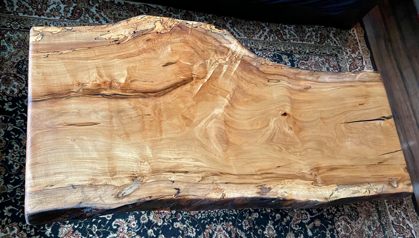 Stunning Spalted Maple Live Edge Coffee Table, Ambrosia Live Edge Maple Table, Live Edge Entryway Table, Spalted Maple, Console Table