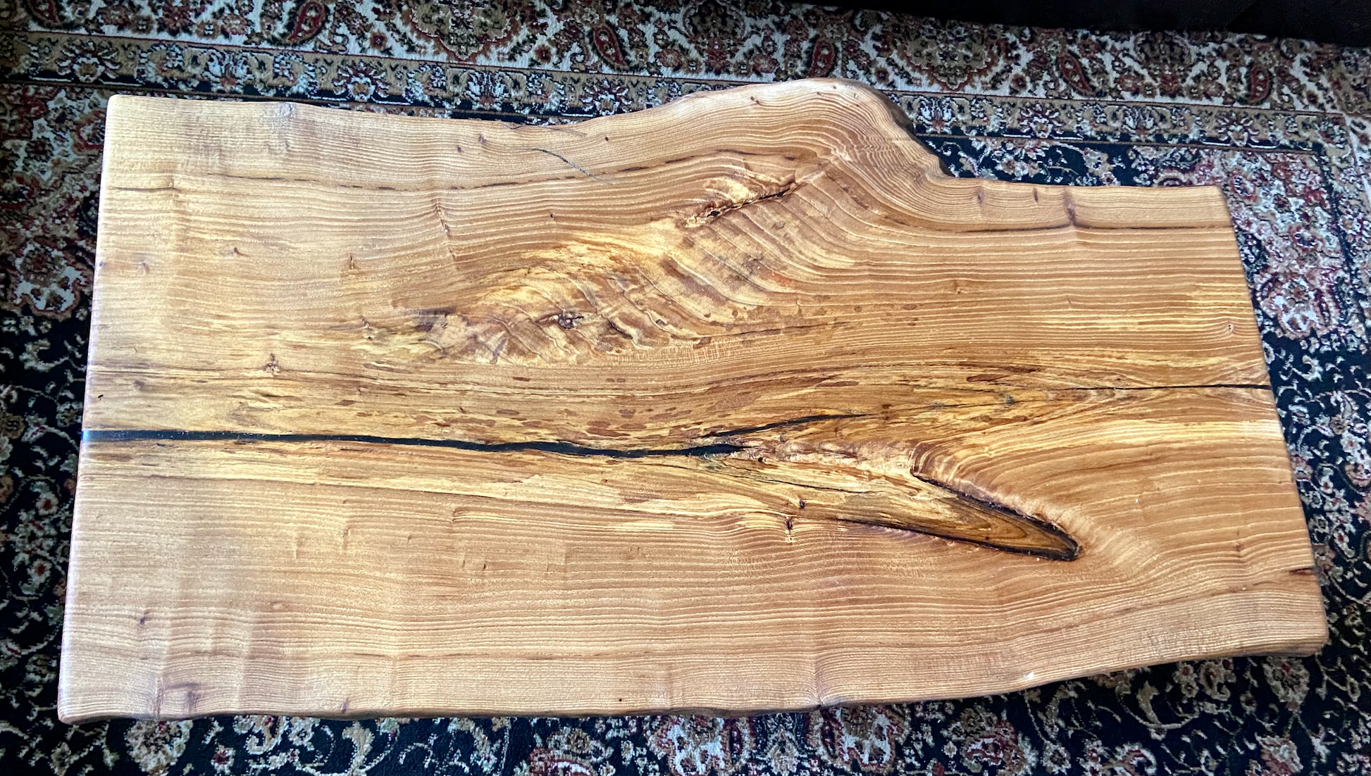 Unique Live Edge English Chestnut Coffee Table with Beautiful Grain Patterns