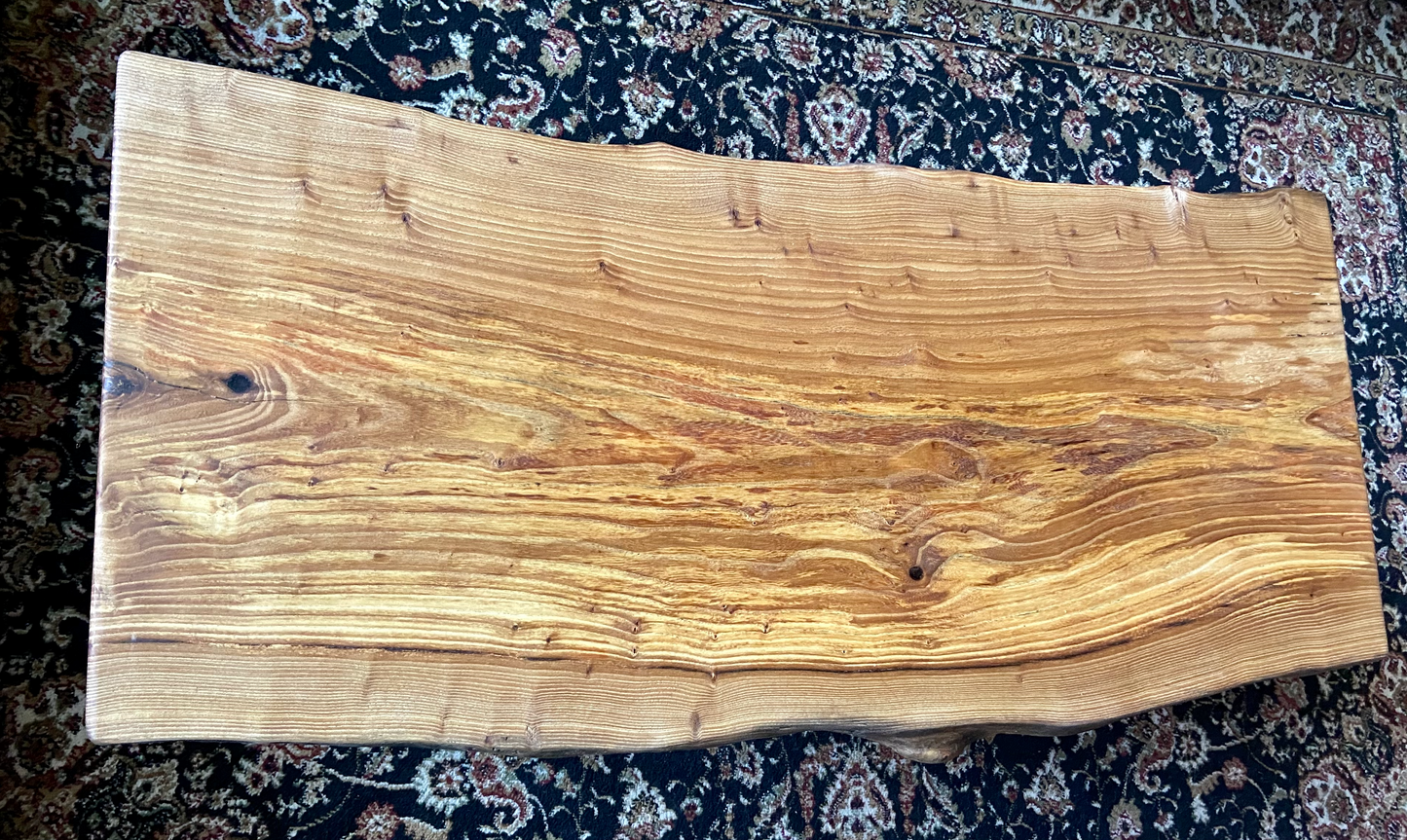 Simple Yet Beautiful Live Edge Wormy Chestnut Mid-Century Modern Coffee Table