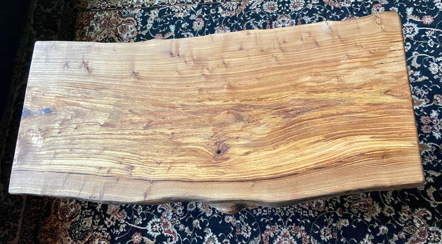 Simple Yet Beautiful Live Edge Wormy Chestnut Mid-Century Modern Coffee Table