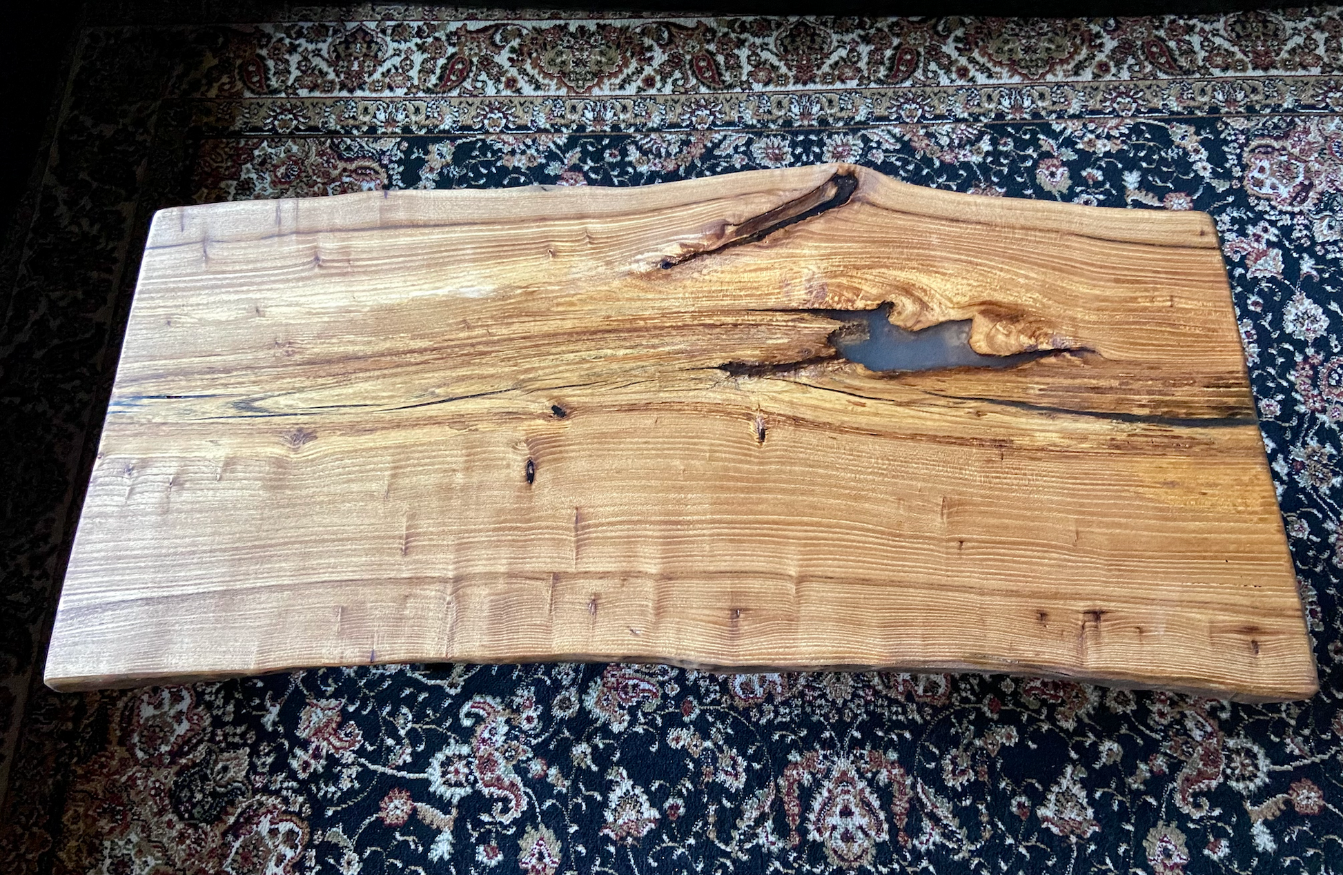 Live Edge Wormy Chestnut Coffee Table w/ Beautiful Natural Voids, Grain Patterns, and Knots