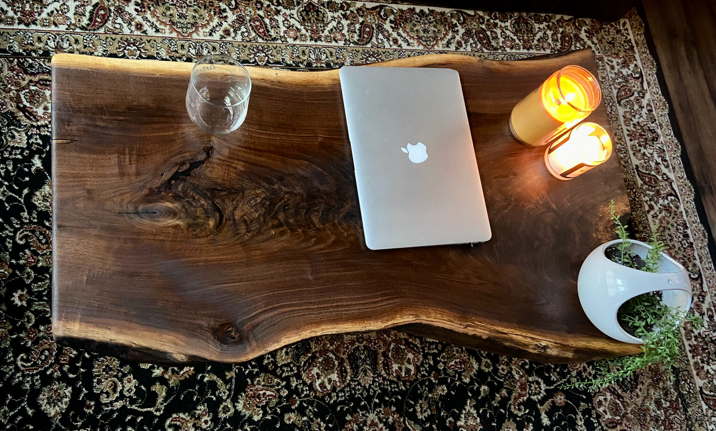 Naturally Forked Live Edge Walnut Coffee Table, Rustic Natural Edge Black Walnut Wood, Live Edge Console Table, Unique Live Edge Wood Table