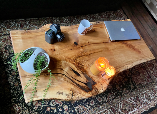 High Figure Spalted Maple Coffee Table, Live Edge Wormy Maple, Natural Live Edge Maple Table, Curly Maple Table, Ambrosia Maple Table