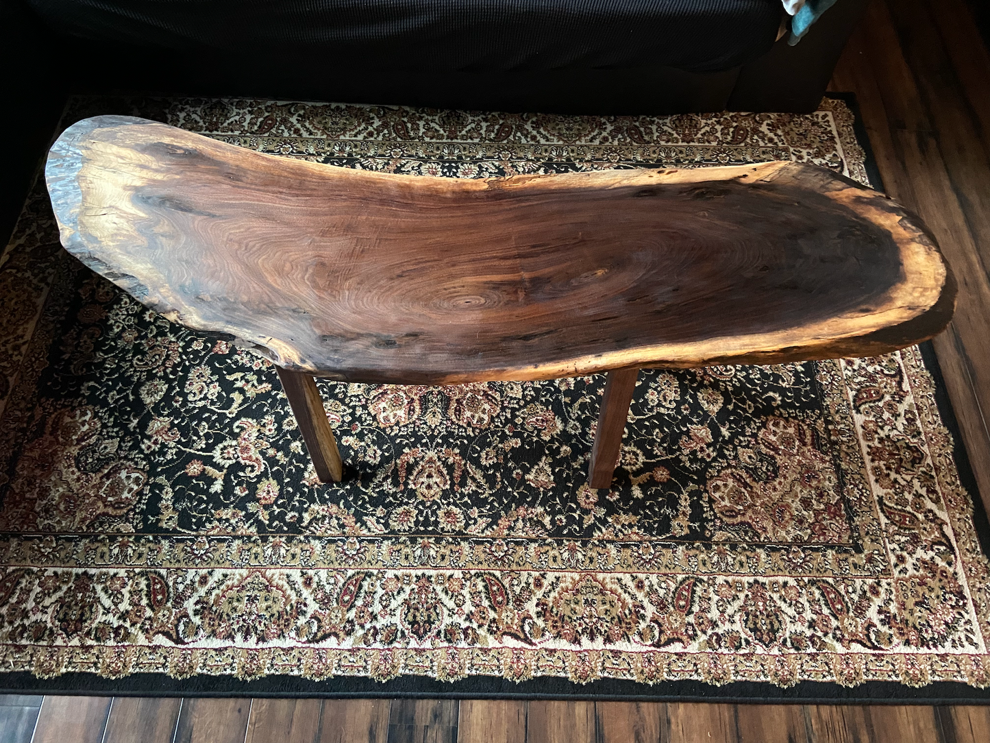 Unique Round Live Edge Black Walnut Wood Slice Table