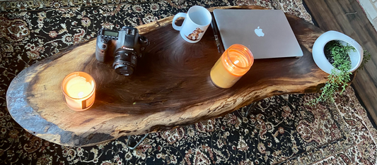 Oval Live Edge Walnut Coffee Table,Long Live Edge Coffee Table,Unique Round Live Edge Black Walnut Wood Table,Natural Wood Coffee Table