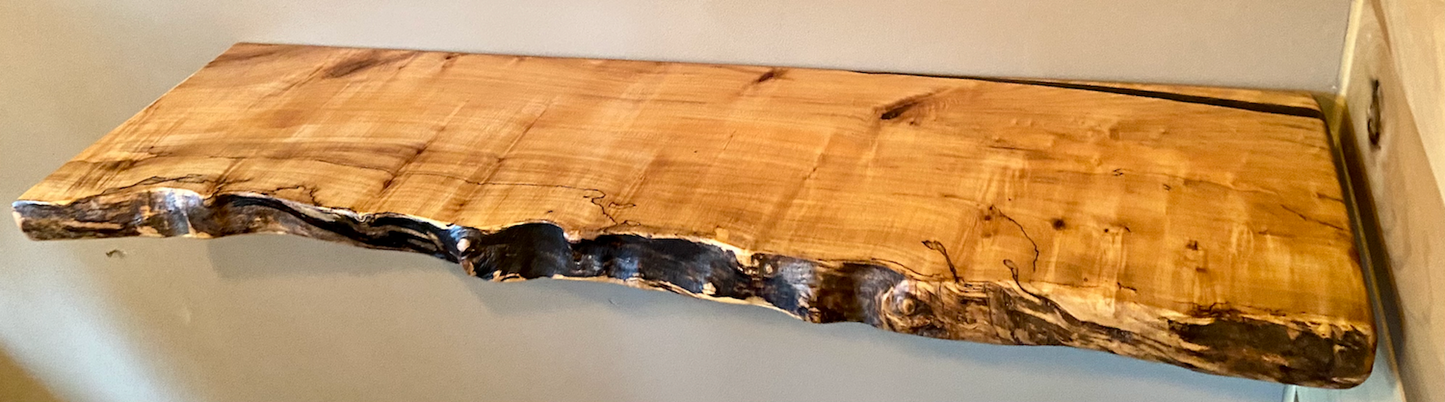 Live Edge Spalted Maple Floating Shelves*Wormy Maple Natural Edge Wood Shelf*Live Edge Ambrosia Maple*Live Edge Mantel*Live Edge Ledge