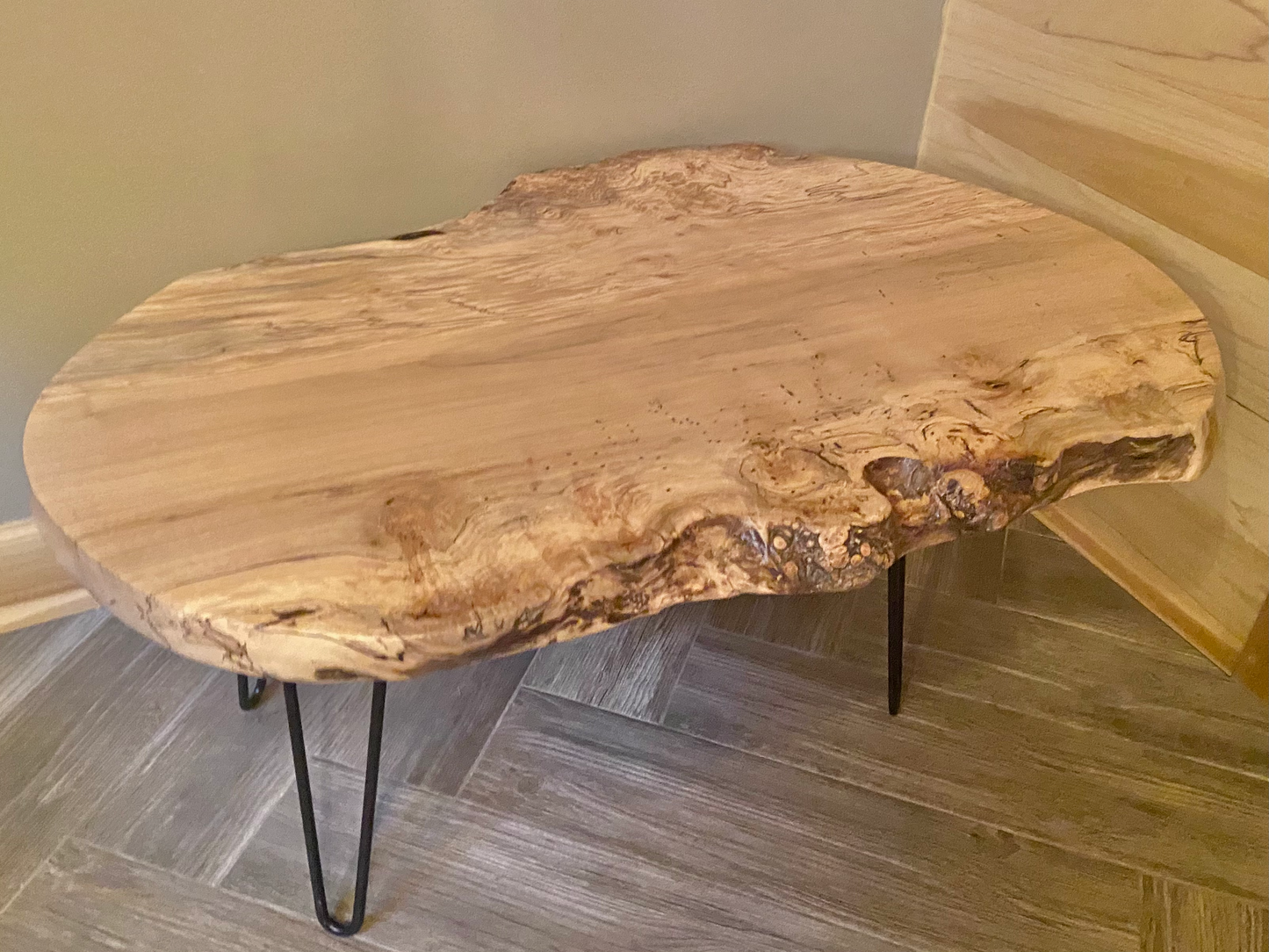 Rounded Live Edge Spalted Maple Coffee Table