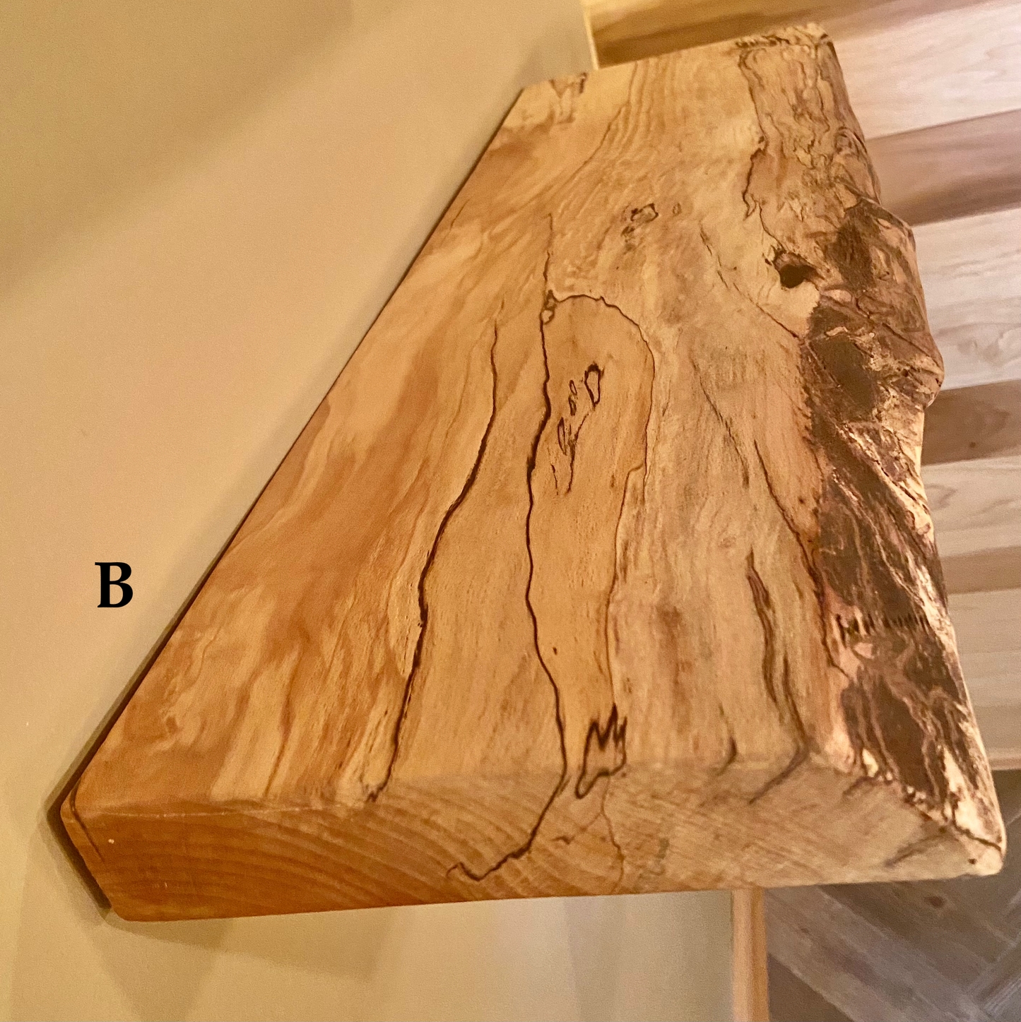 Unique Live Edge Spalted Maple Sycamore Floating Wood Shelves, Live Edge Bookshelf or Live Edge Mantel (SOLD)