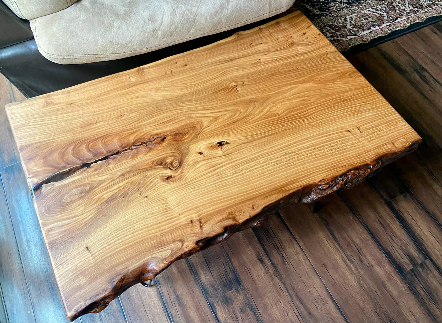CAMBRIDGE - Naturally Beautiful Chestnut Live Edge Table with Clear Epoxy Resin
